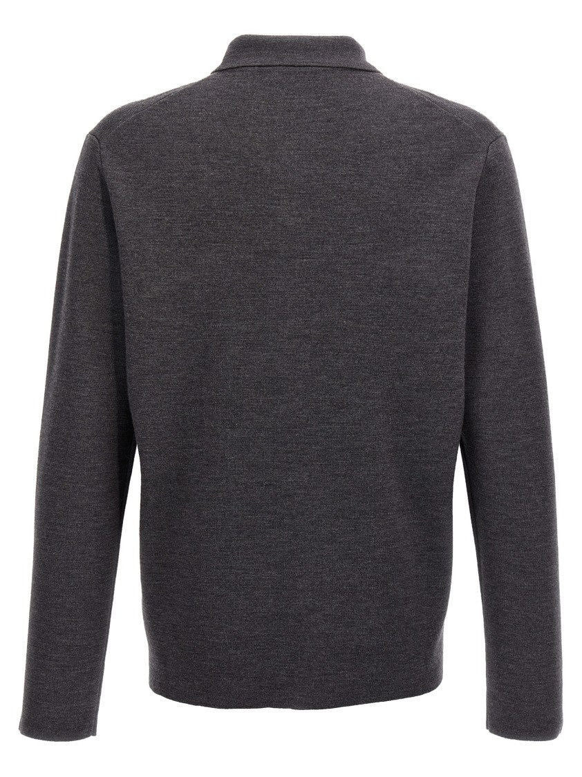 Zanone Classic Grey Wool Cardigan With Button Closure