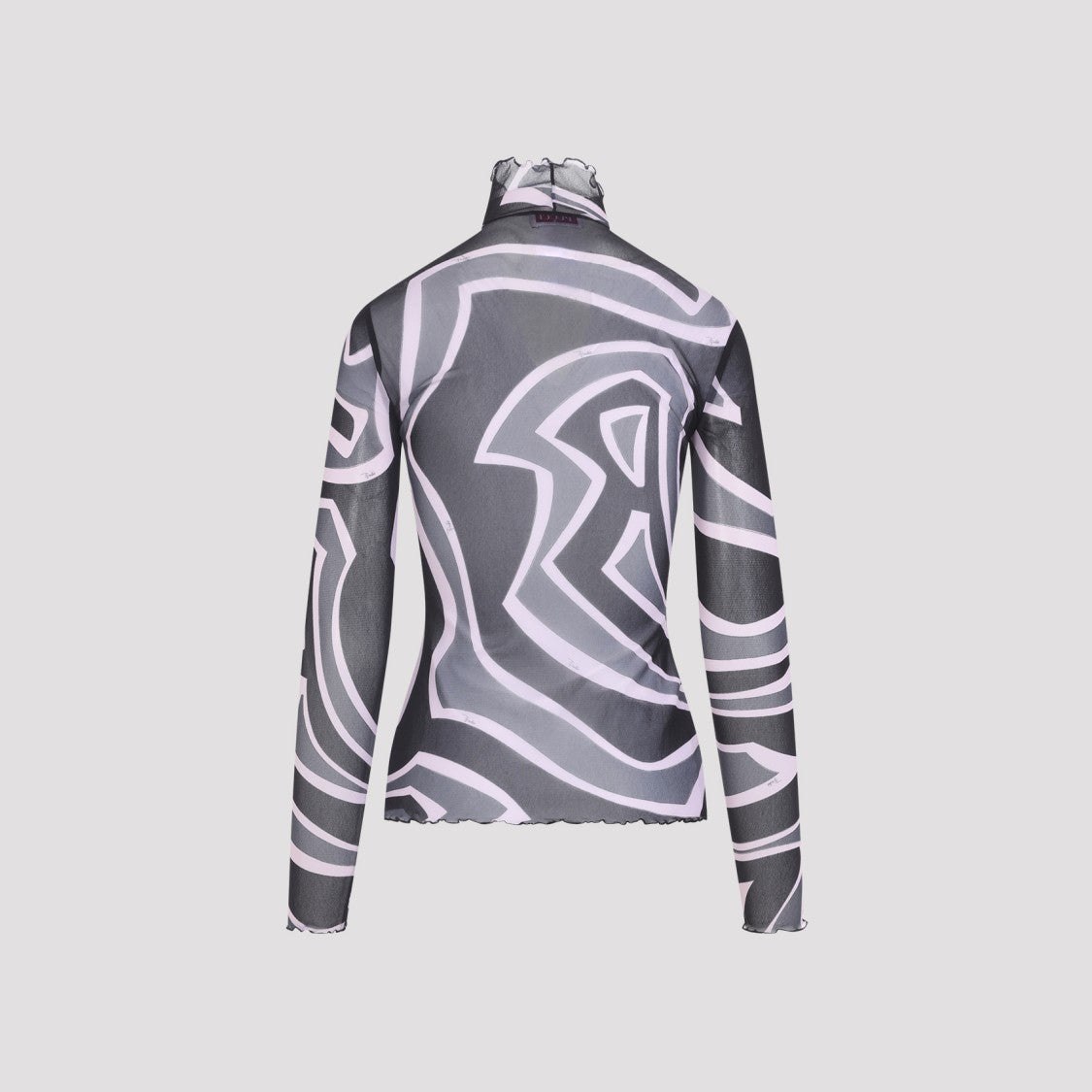 Pucci Frilled Edge Tulle Top With Abstract Print