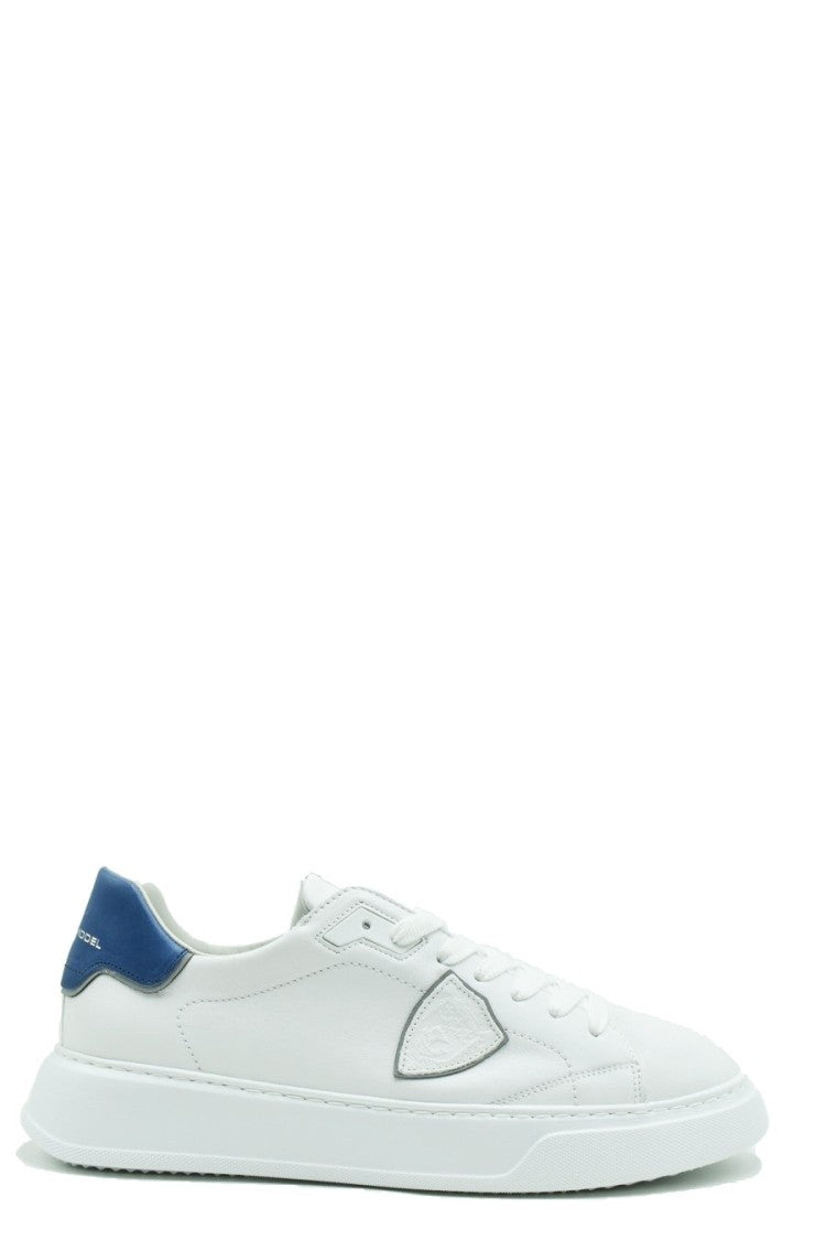 Philippe Model White Leather Contrast-Heel Sneaker