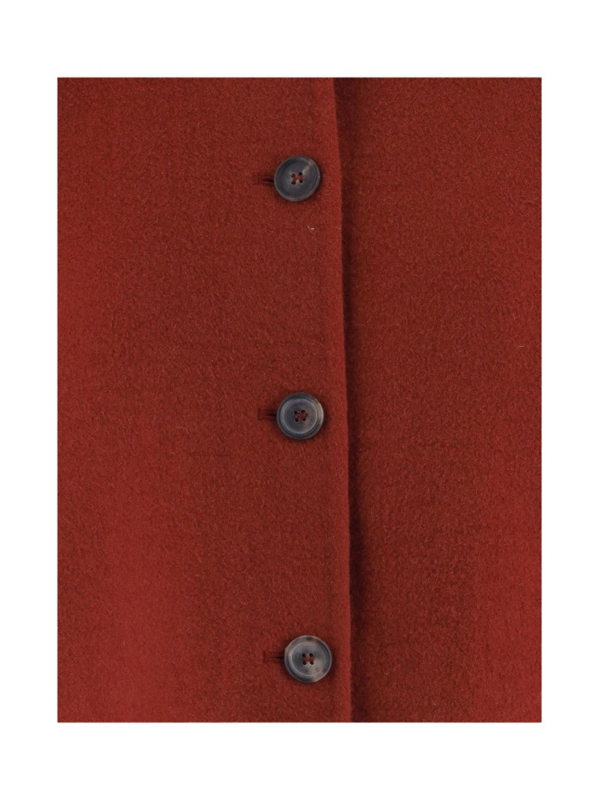 Niccolò Pasqualetti Cropped Voluminous Red Wool Coat With Rounded Sleeves