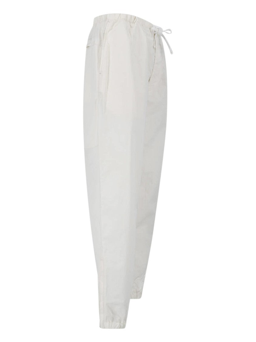 Kaptain Sunshine Cream Wide-Leg Mid-Rise Drawstring Trousers