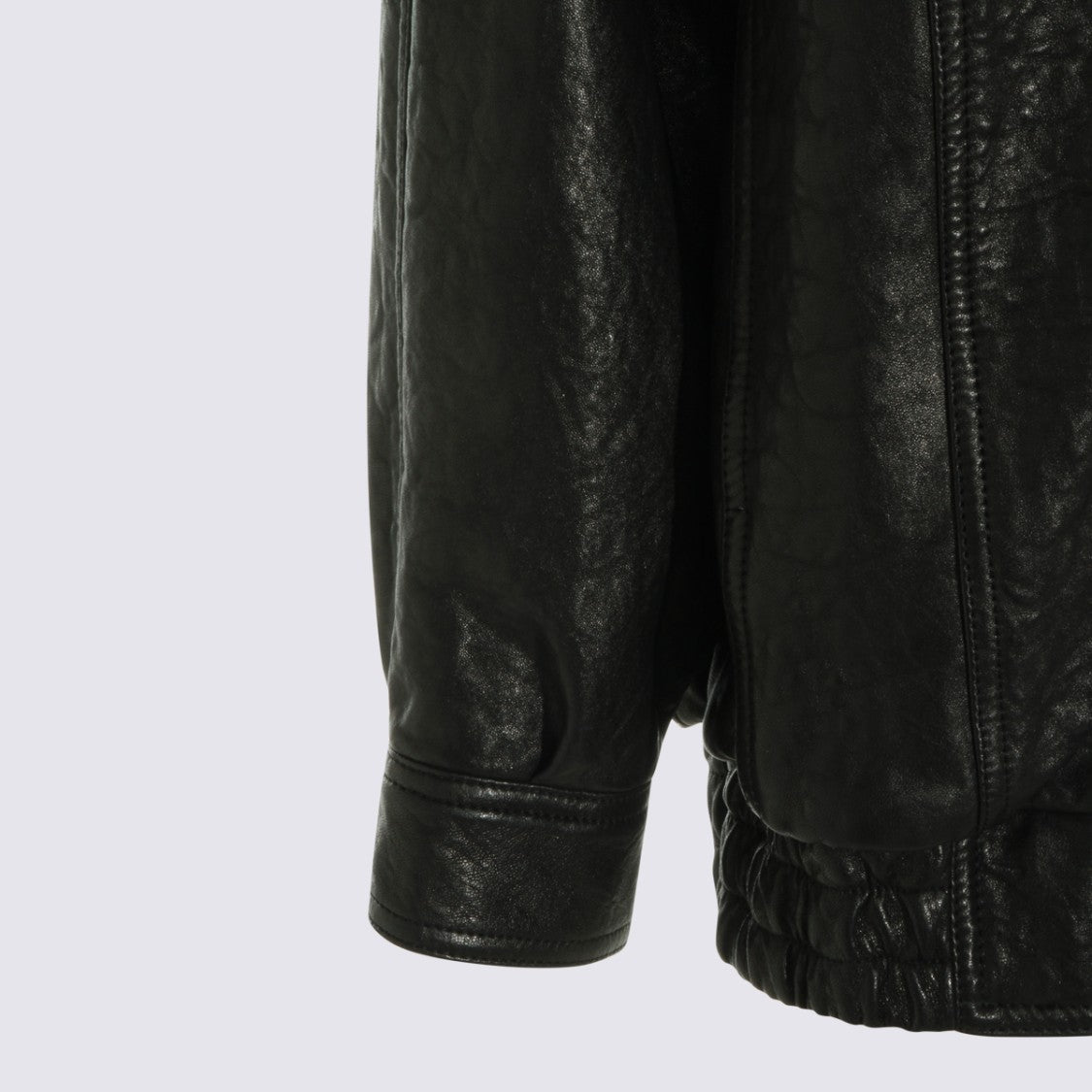 Dolce & Gabbana Black Leather Jacket With Classic Collar