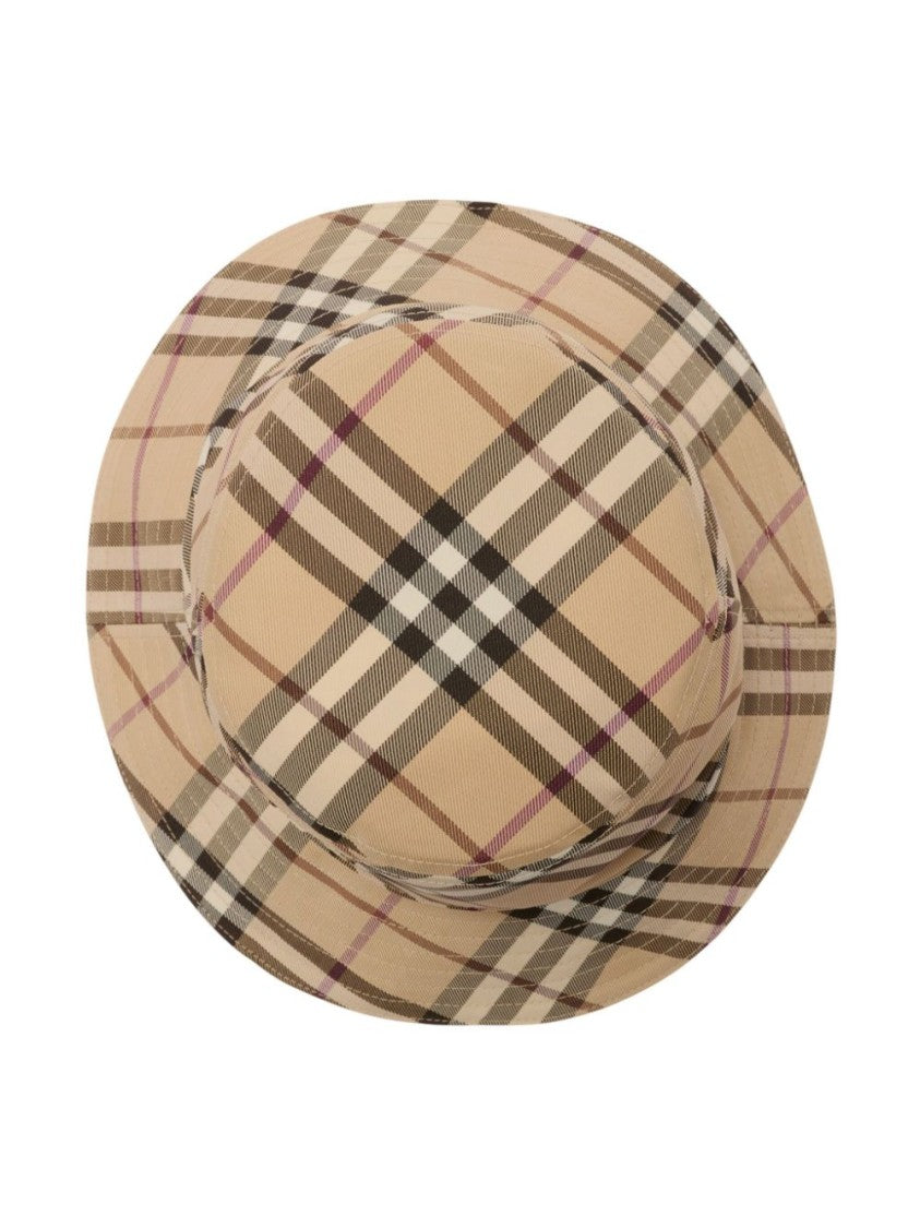 Burberry Checked Bucket Hat With Embroidered Logo Detail