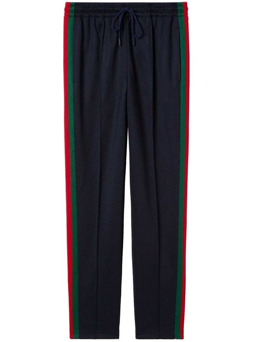 Gucci Blue Track Pants Bold Vertical Stripes