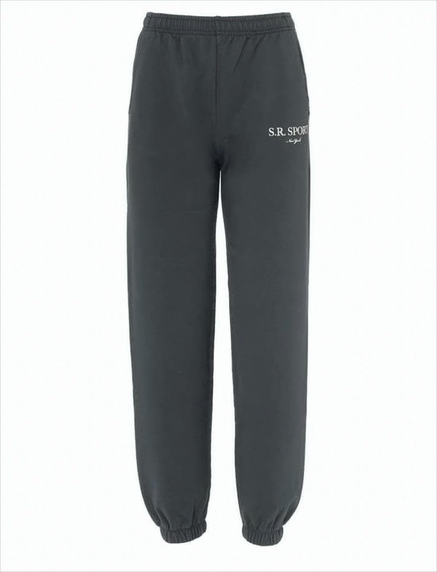 Sporty And Rich Charcoal Grey Cotton Track Pants With Relaxed Fit