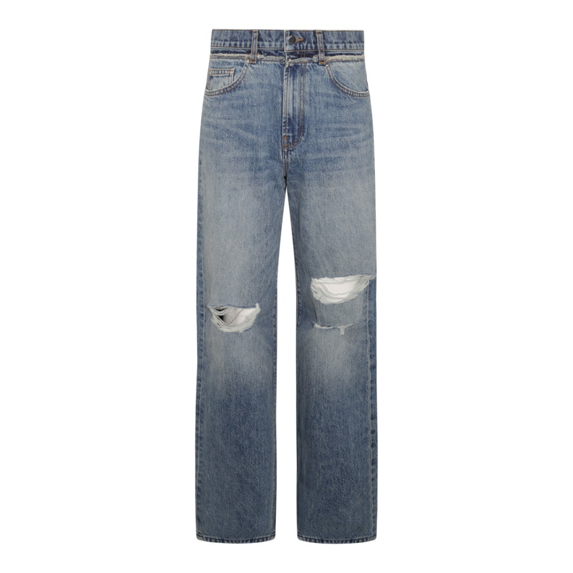 Amiri Distressed Blue Denim Jeans With Classic Straight-Leg Silhouette