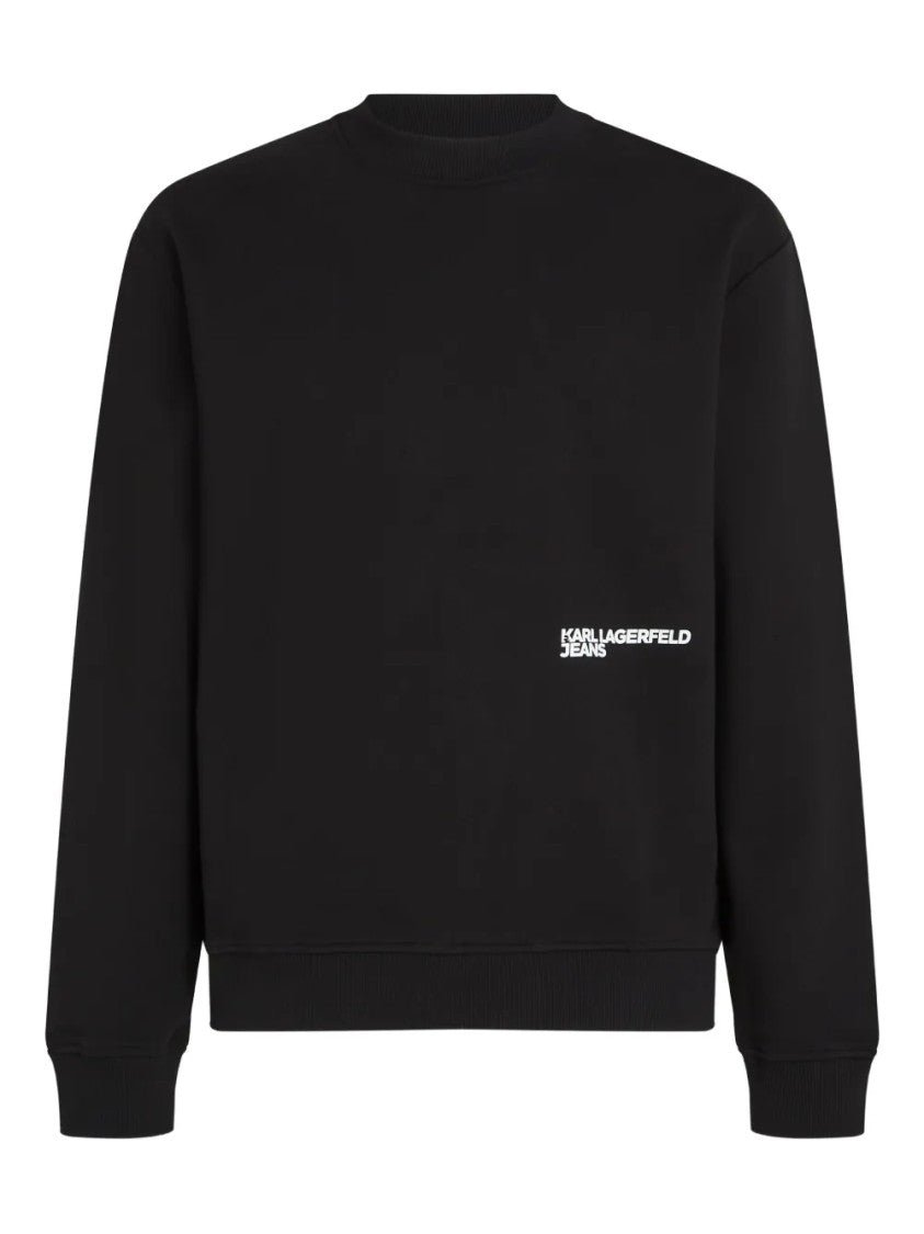 Karl Lagerfeld Crewneck Sweatshirt With Graphic Print And Ribbed Detail