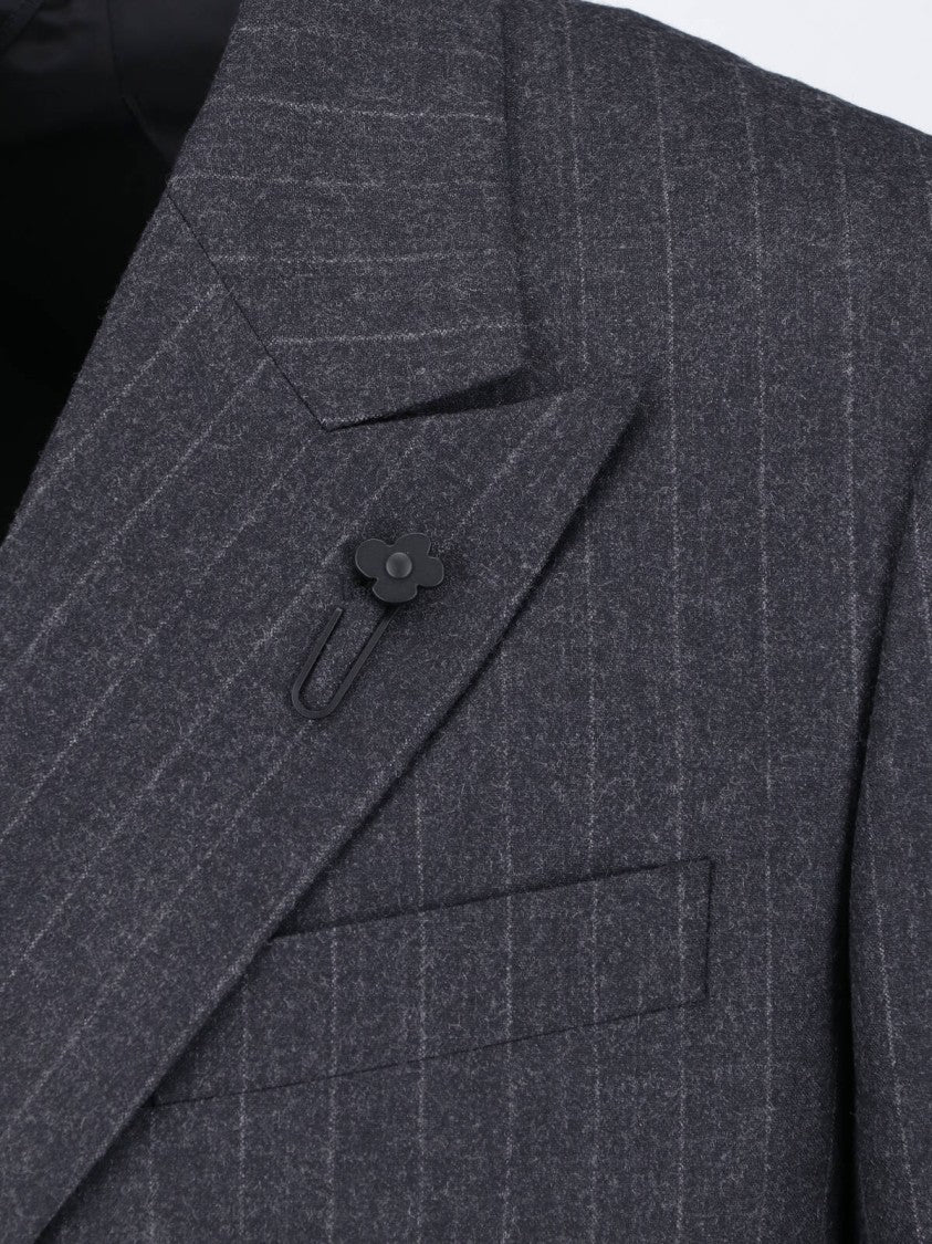 Lardini Double-Breasted Virgin Wool Suit With Pinstripe Design