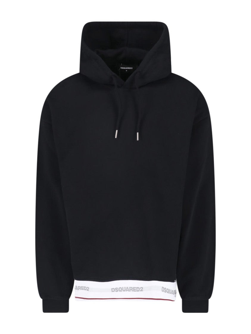 Dsquared2 Black Cotton Drawstring Hoodie