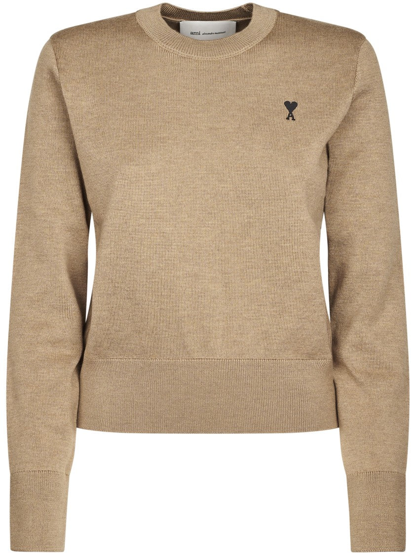 Ami Paris Crewneck Sweater With Embroidered Heart Emblem