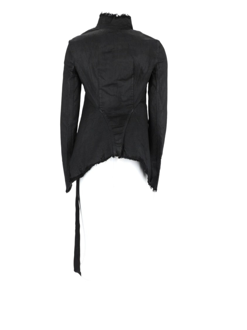 Drkshdw By Rick Owens Naska Gary Asymmetrical Zip Frayed Edge Cotton Jacket
