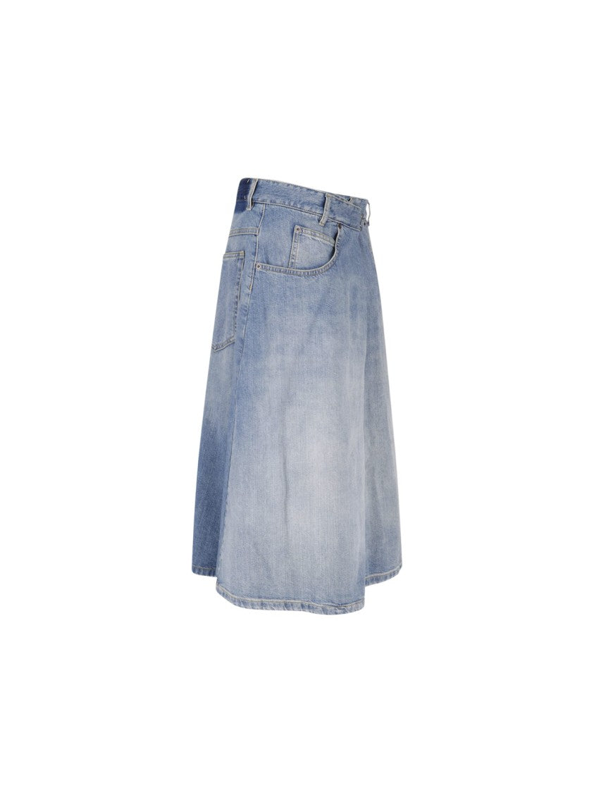 Maison Margiela Midi Denim Skirt With Classic Five-Pocket Design And Belt Loops