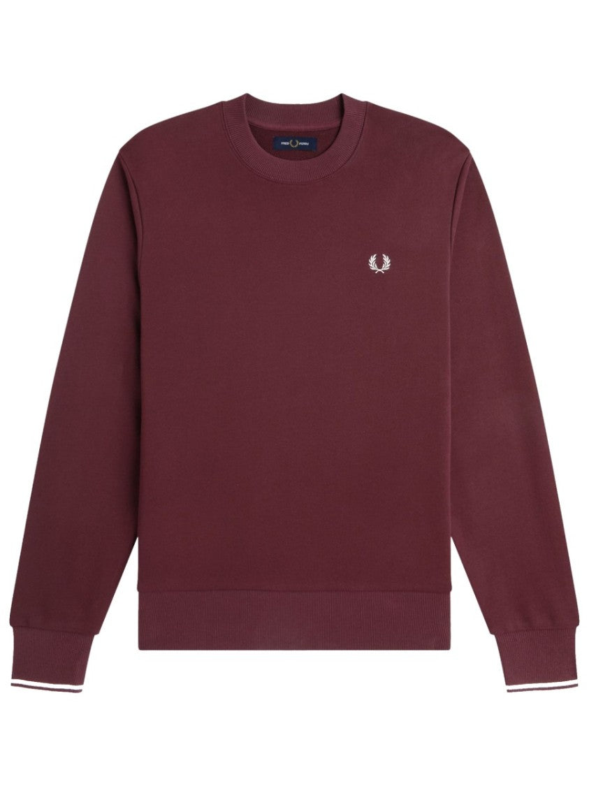Fred Perry Burgundy Cotton Embroidered Logo Sweatshirt
