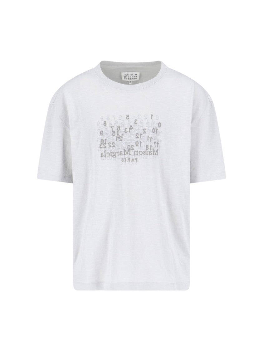 Maison Margiela Grey Cotton Crew Neck T-Shirt With Contrast Logo