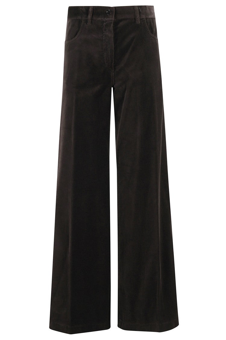 Aspesi Wide-Leg Dark Brown Velvet Pants