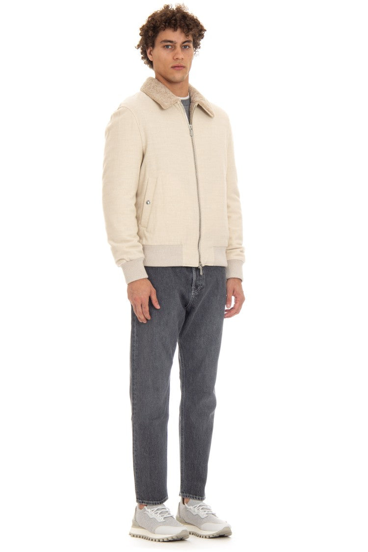 Eleventy Wool Bomber With Curly Merino Lining