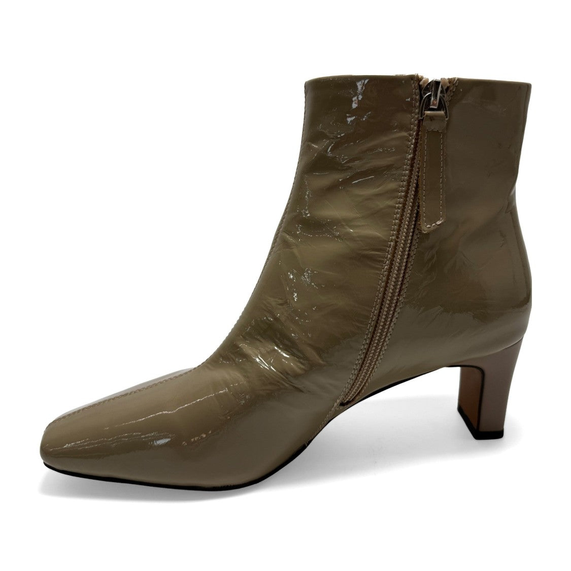 Sergio Moretti Green Mid-Height Block Heel Glossy Patent Leather Boots