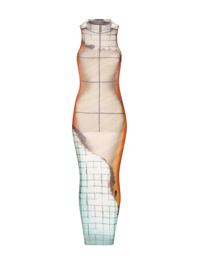Jean Paul Gaultier Multicolour Abstract Midi Dress