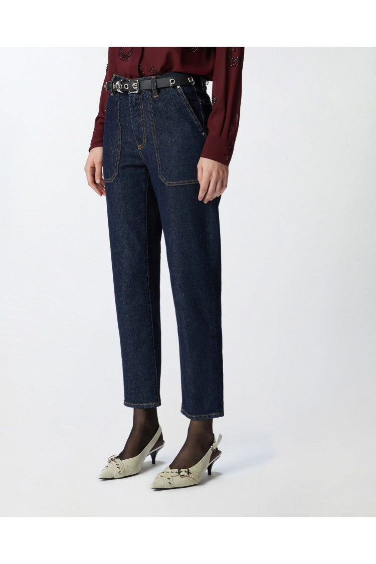 Pinko Blue Cotton-Blend Five-Pocket Jeans