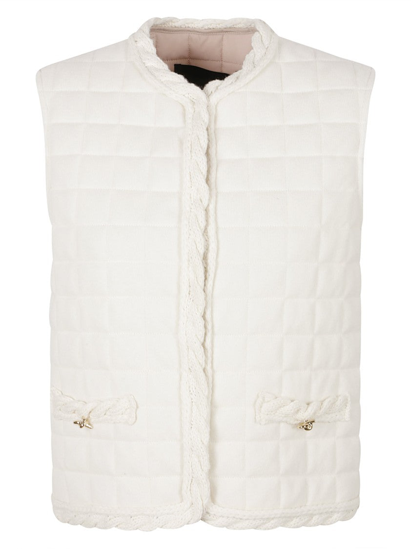 Fabiana Filippi Quilted Sleeveless Coat With Braided Trim And Gold Clasps