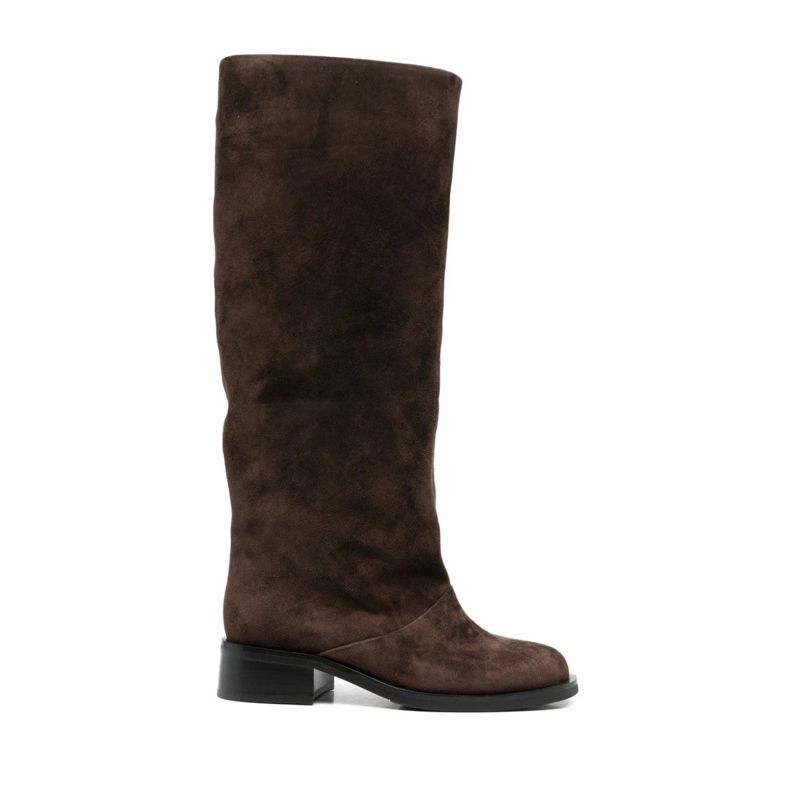 Adrianna Feretti Brown Knee-High Low Block Heel Suede Boots