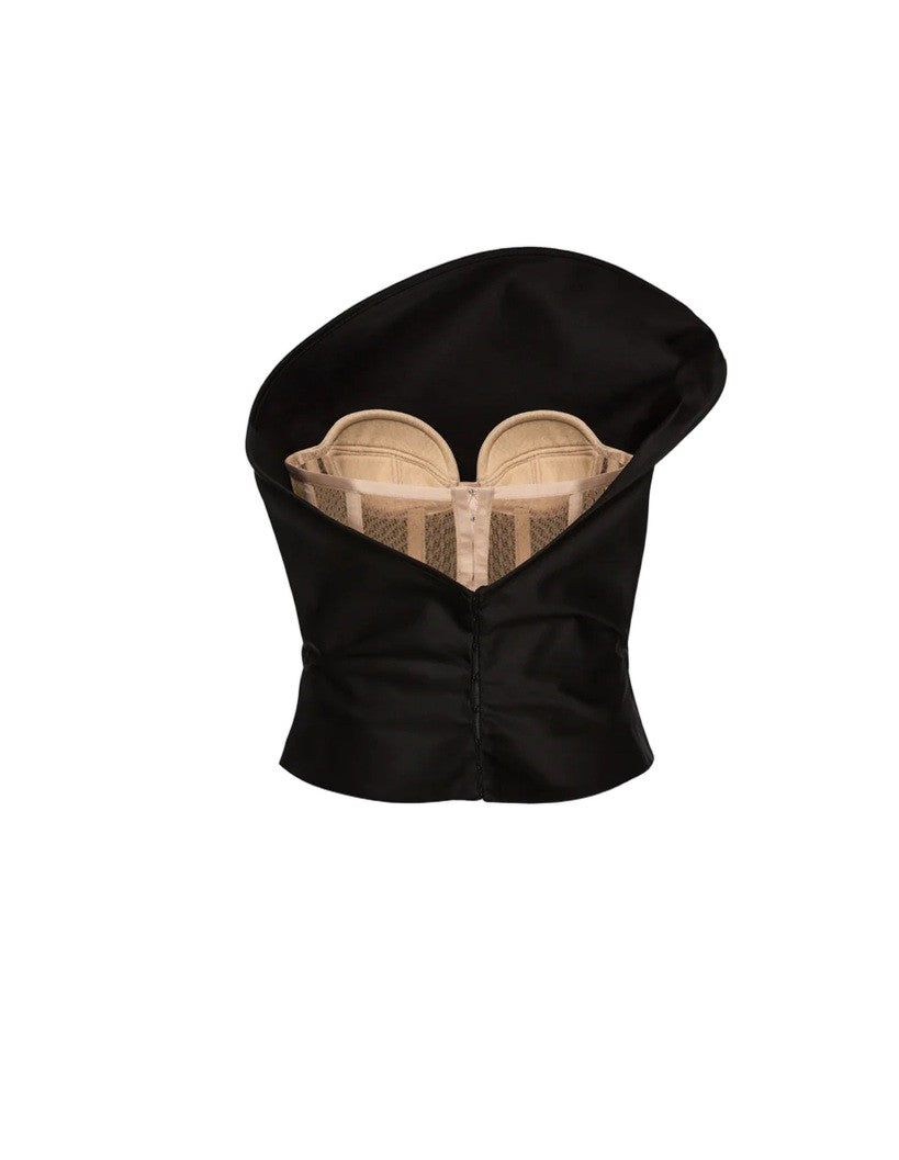 Magda Butrym Sculptural 3D Neckline Top In Rigid Cotton