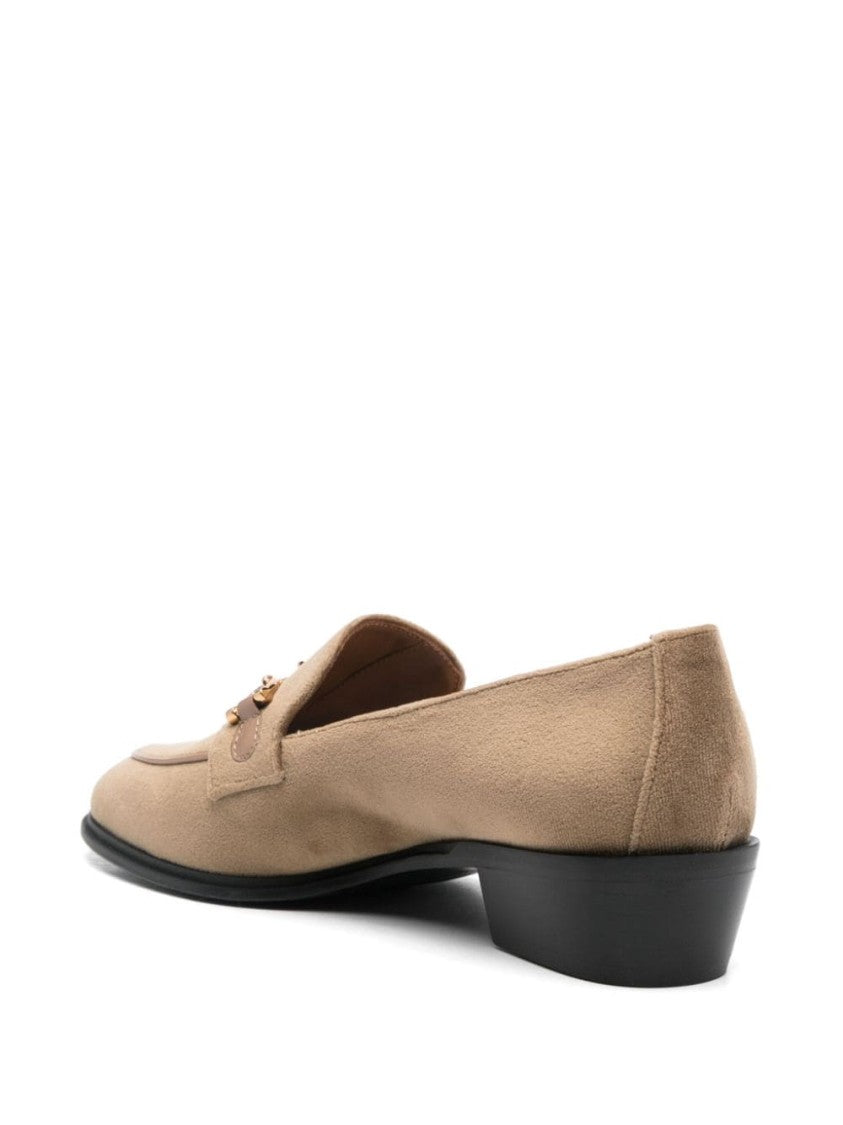 Roberto Festa Almond Beige Velvet Horsebit Detail Flats