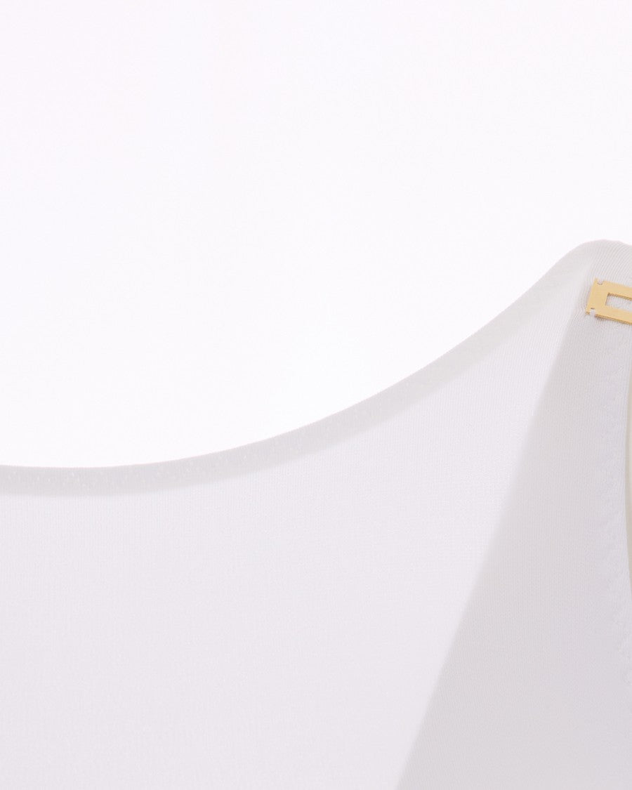 Elisabetta Franchi Ivory Stretch Crepe Bodysuit
