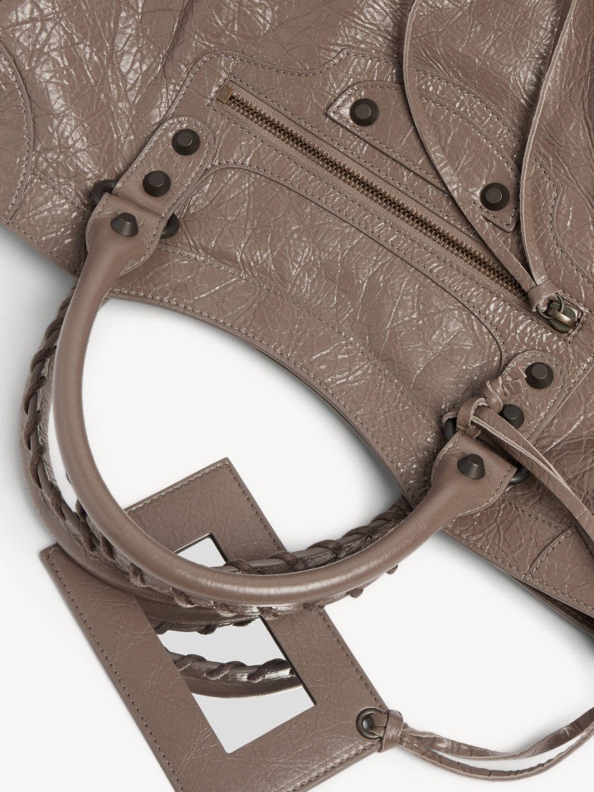 Balenciaga Medium Textured Leather Shoulder Bag With Braided Handles