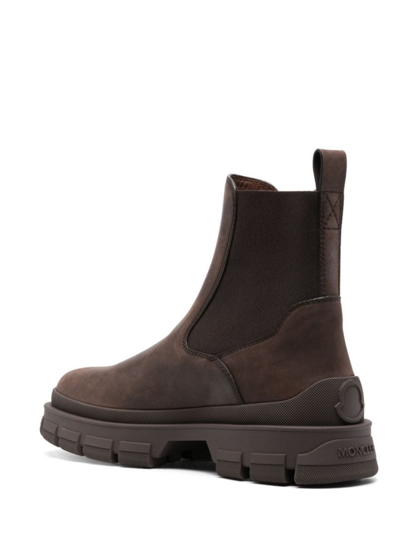 Moncler Ankle-High Multicolour Boots With Textured Leather And Rugged Sole