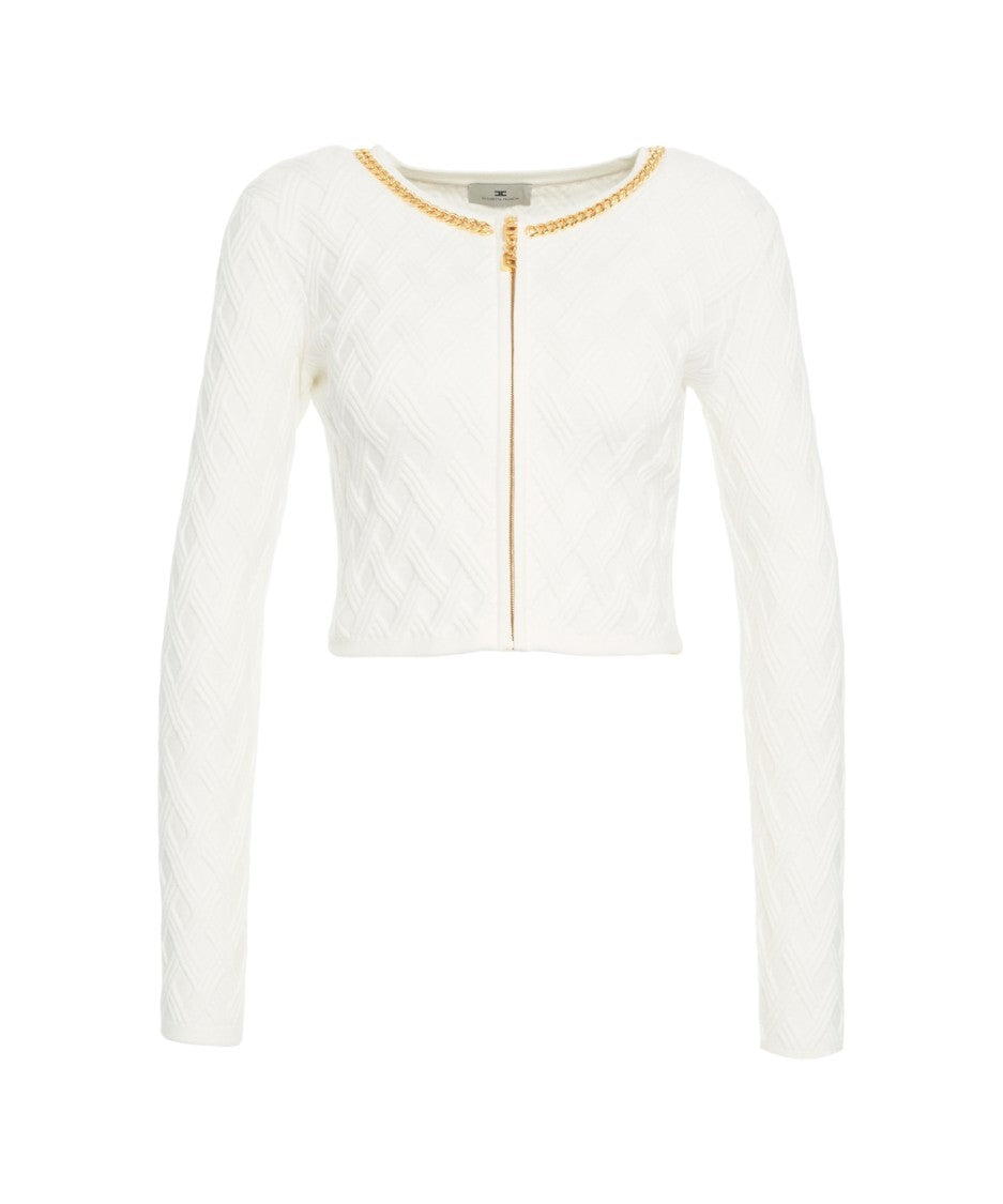 Elisabetta Franchi Textured Knit Cropped Cardigan