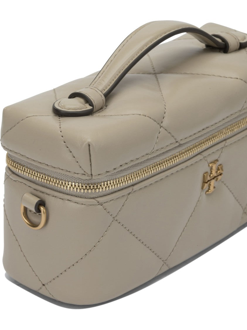 Tory Burch Compact Quilted Handbag With Gold-Tone Zipper