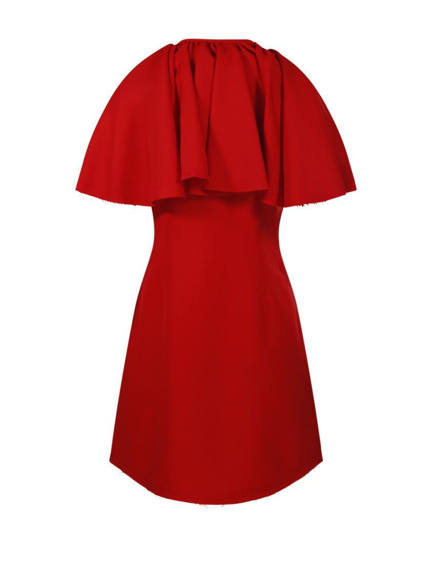 Ami Shirt Dress With Dramatic Cape Overlay