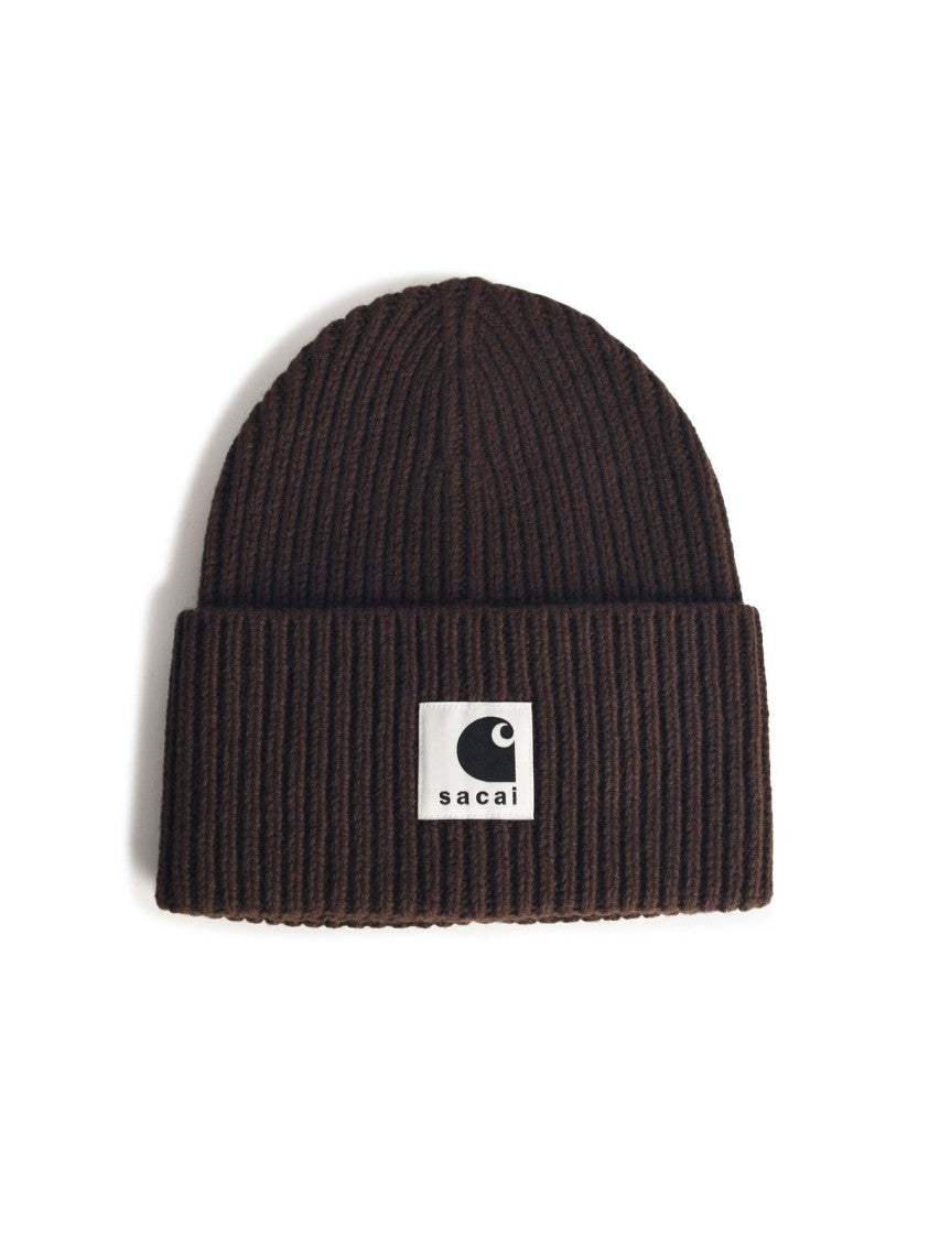Sacai Brown Wool Blend Beanie