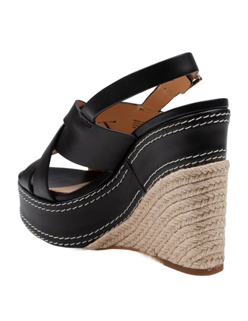 Michael Kors Nora Wedge Sandal In Black Leather