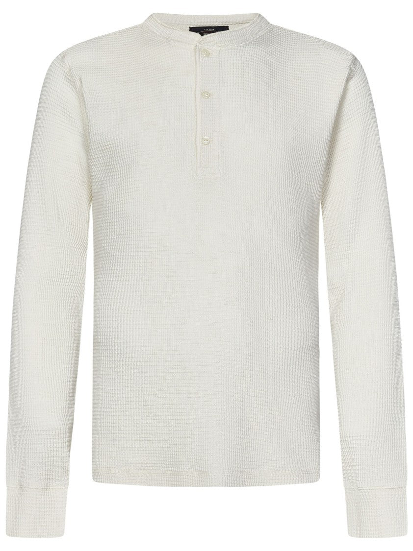 Polo Ralph Lauren Waffle-Knit Henley Shirt In Pristine White