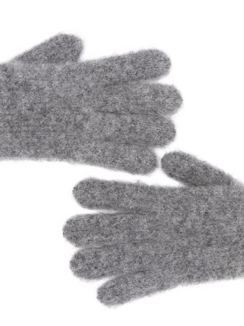 Jacquemus Grey Long Textured Ribbed-Knit Gloves