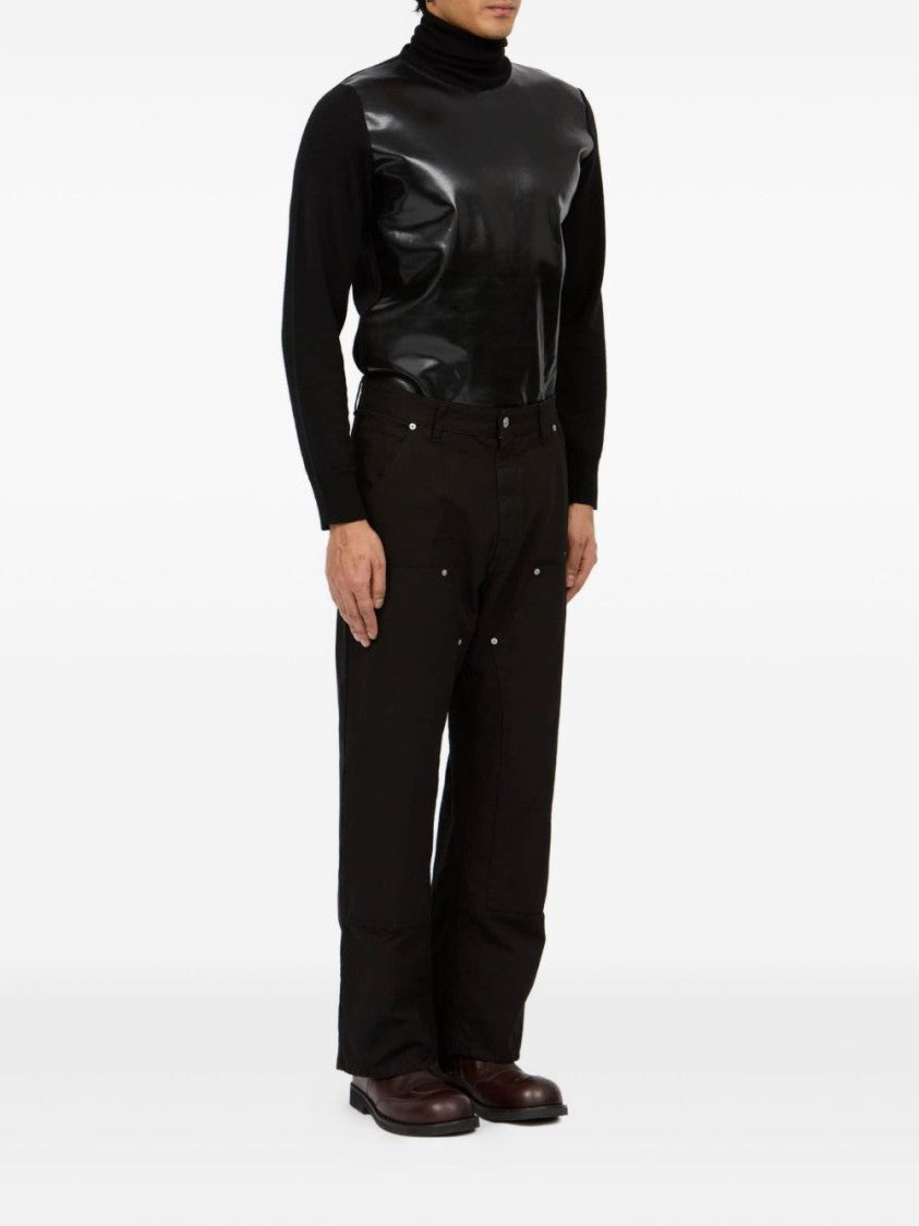 Mm6 By Maison Margiela Black Jeans With Multi-Pocket Design And Silver Rivets
