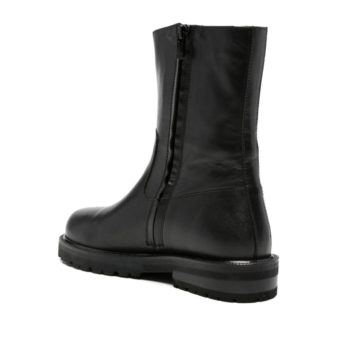Adrianna Feretti Black Polished Side Zipper Leather Boots