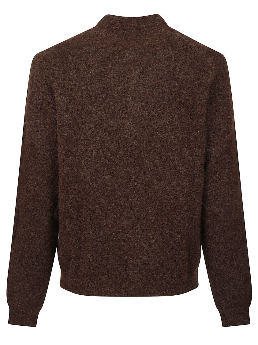 Sunflower Polo Neck Brown Wool Sweater With Button Fastening