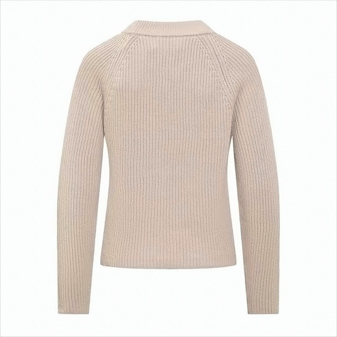Ami Paris Fitted Ribbed Knit Sweater With Patch Detail