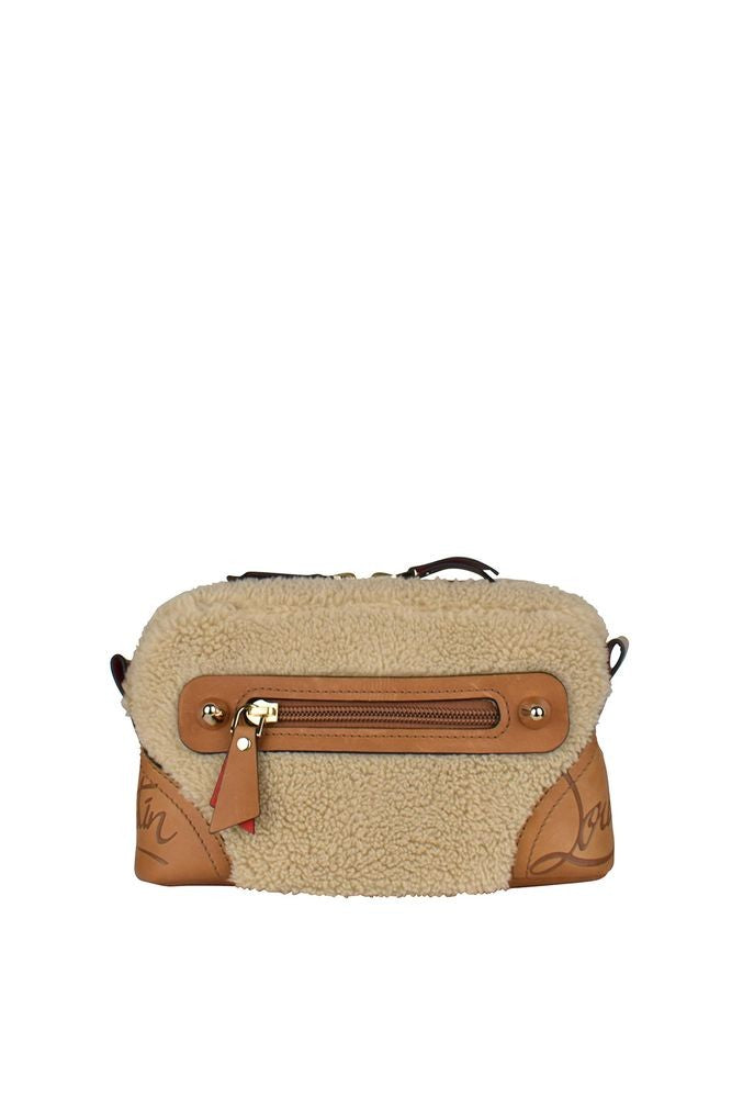 Christian Louboutin Rectangular Beige Shearling Belt Bag