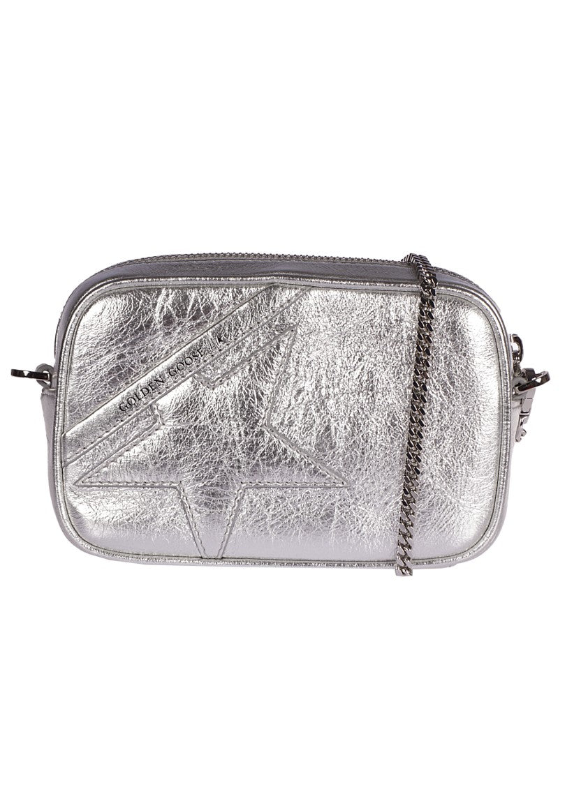 Golden Goose Textured Metallic Silver Shoulder Bag