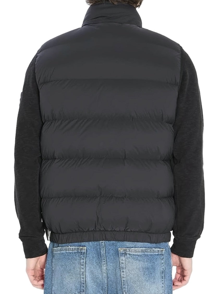Stone Island High-Collar Black Padded Vest With Zippered Pockets