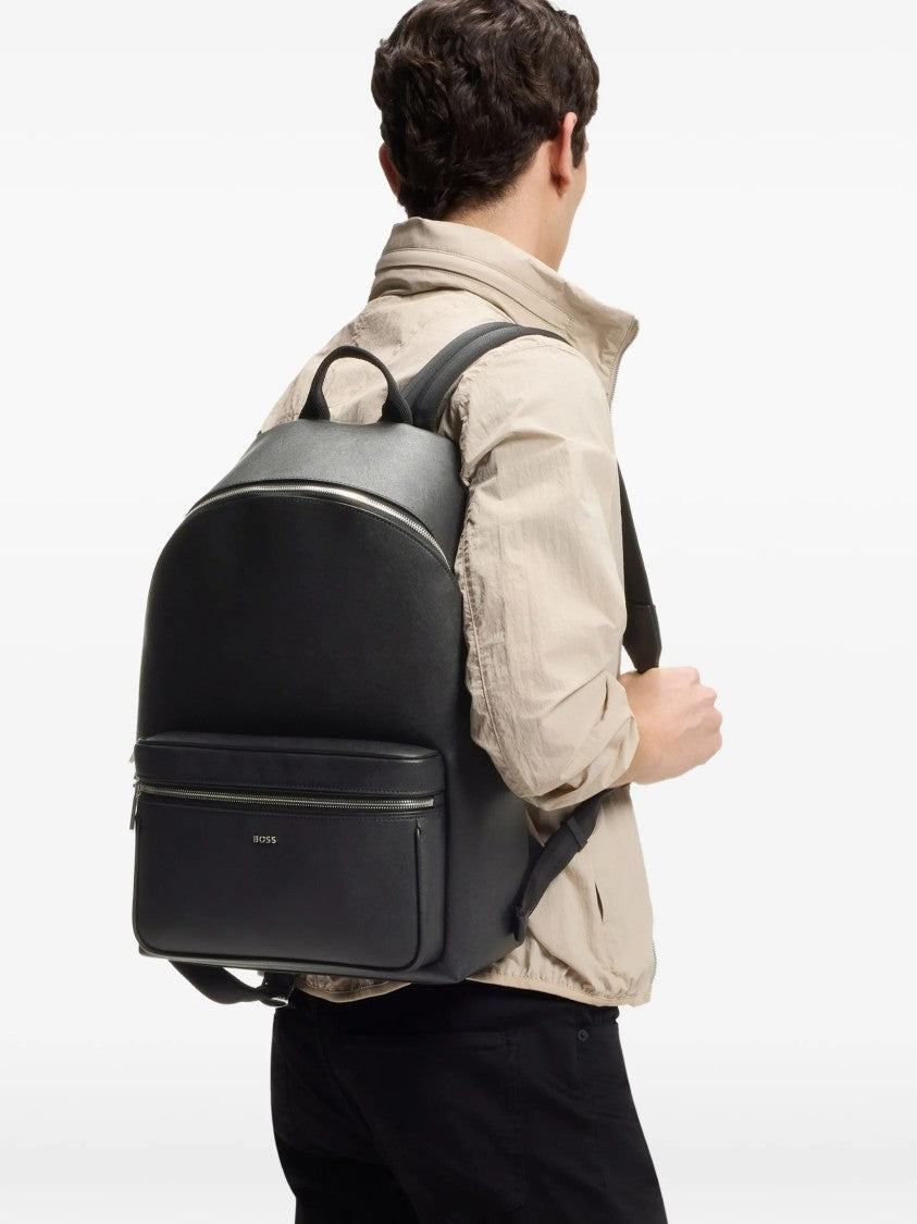Hugo Boss Backpack In Matte Finish Bonded Leather