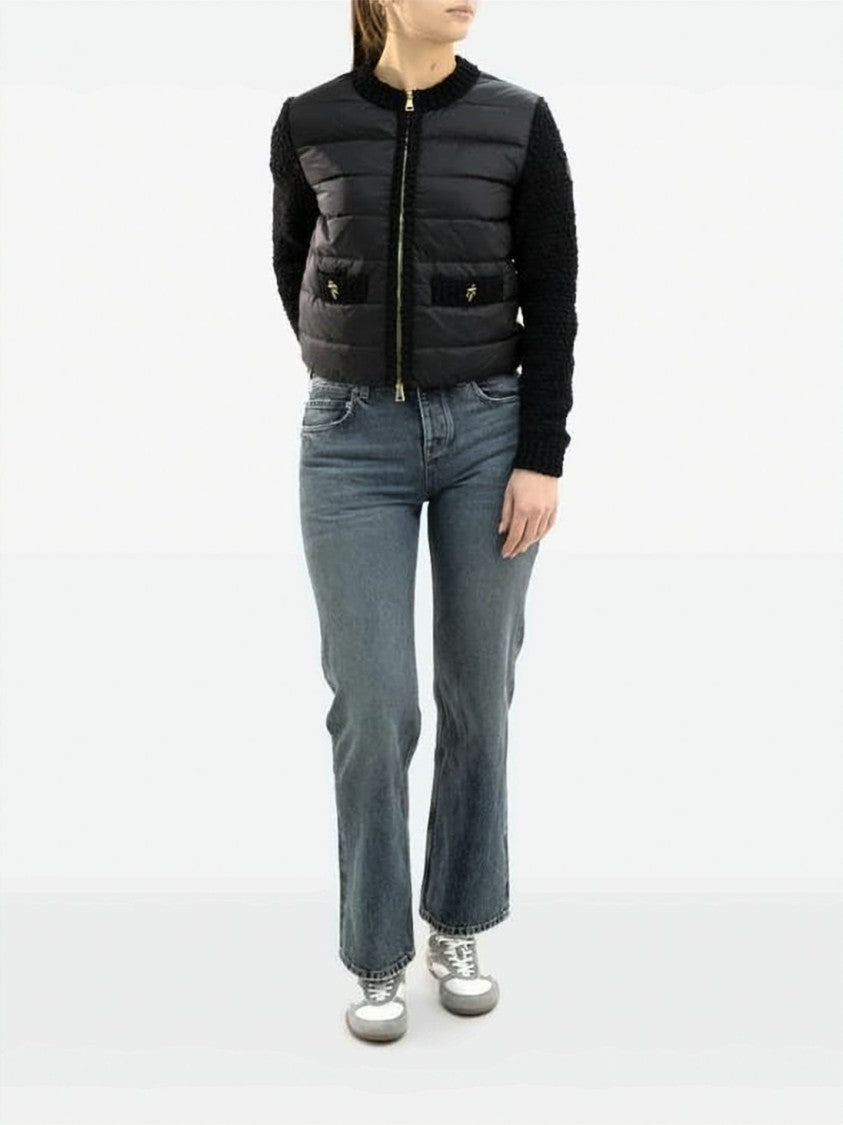 Moncler Cropped Quilted Jacket With Textured Sleeves