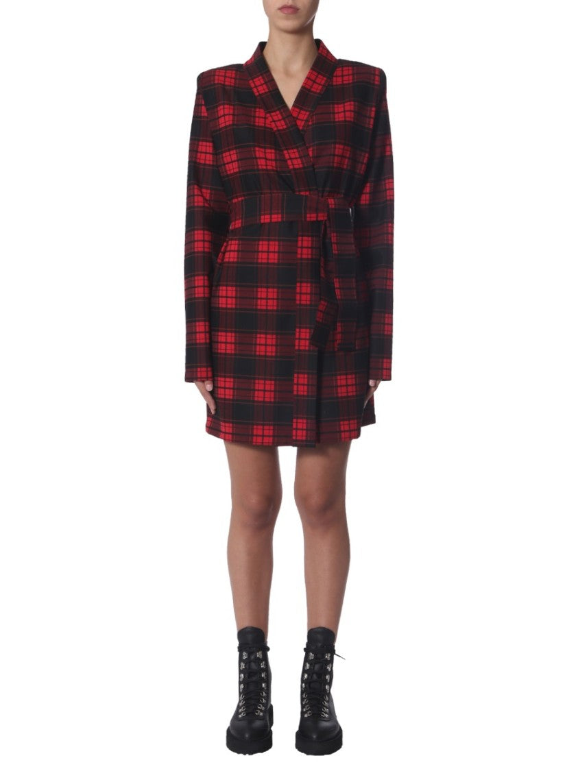 Unravel Project Wrap-Style Mini Dress With V-Neckline