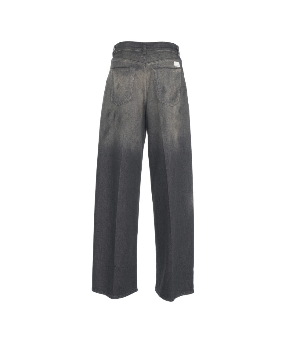 Nine In The Morning Faded Black Loose Fit Jeans With Distressed Detailing