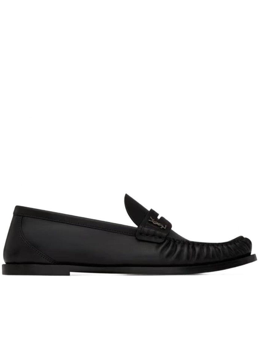 Saint Laurent Laurent 05 Ruched Black Leather Loafers