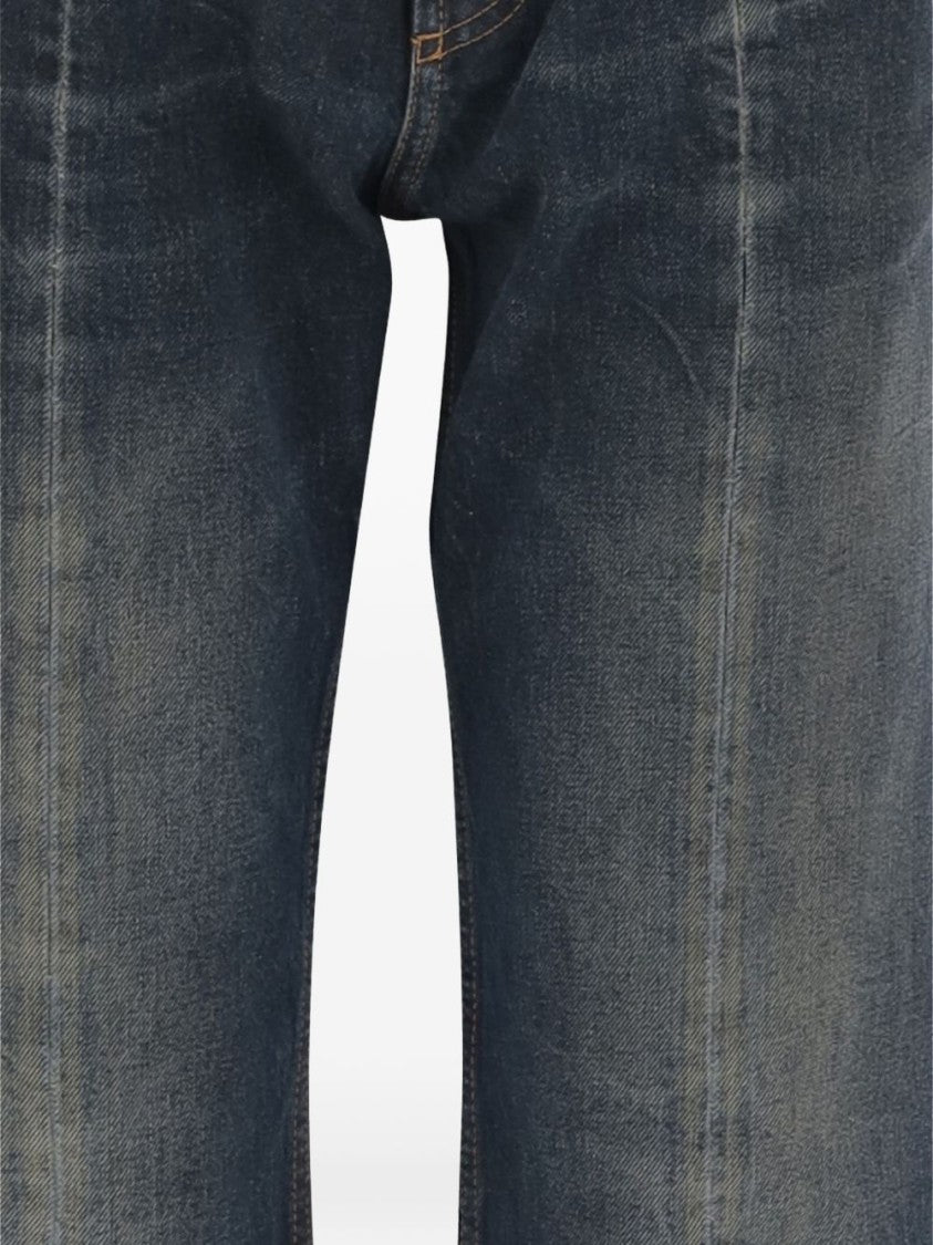 Versace Medusa Hardware Distressed Straight Jeans